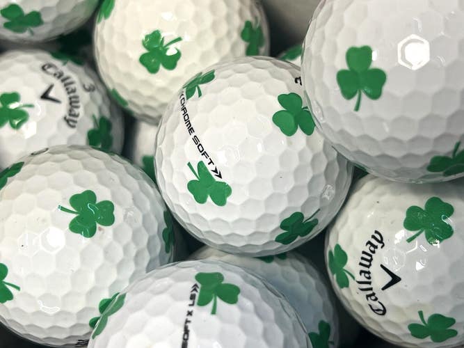 3 Lucky Shamrock Callaway Chrome Soft  Truvis AAAA Near Mint Used Golf Balls