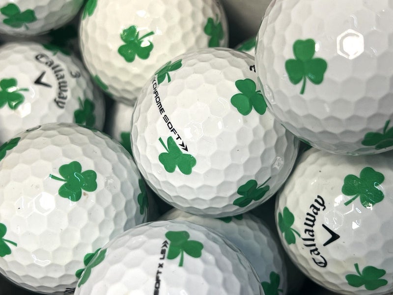3 Lucky Shamrock Callaway Chrome Soft  Truvis AAAA Near Mint Used Golf Balls