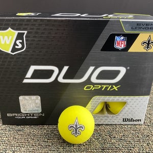 Wilson Staff Duo Optix Yellow NFL Golf Ball New Orleans Saints 12 Count Box NEW