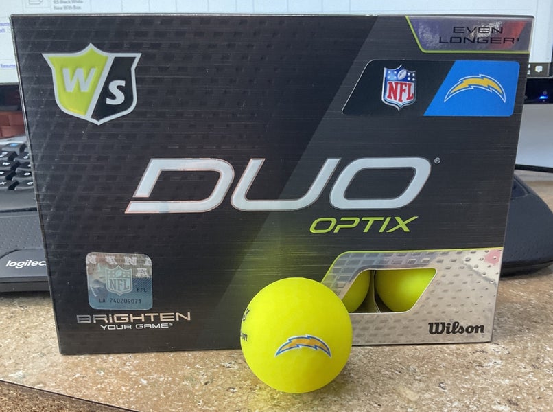 Wilson Staff Duo Optix Yellow NFL Golf Ball Los Angeles Chargers 12 Count NEW