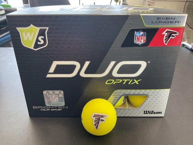 Wilson Staff Duo Optix Yellow NFL Golf Ball Atlanta Falcons 12 Count Box NEW