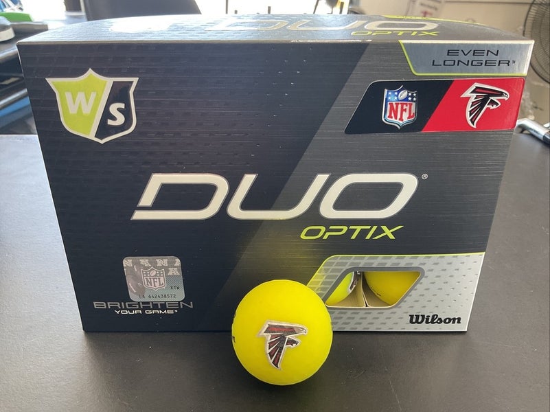Wilson Staff Duo Optix Yellow NFL Golf Ball Atlanta Falcons 12 Count Box NEW