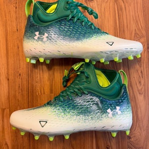 Men's Size M 12.0 (W 13.0) Under Armour Spotlight MC Mid Top Molded Cleats (New) Green White