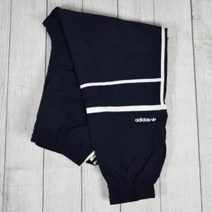 Adidas Nylon Lined Triple Stripe Jogger Windbreaker Pants XL