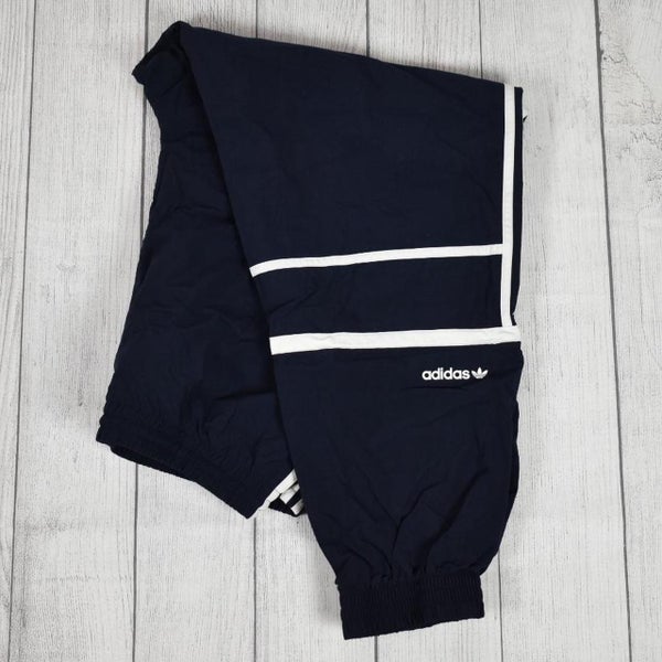 Adidas Nylon Lined Triple Stripe Jogger Windbreaker Pants XL