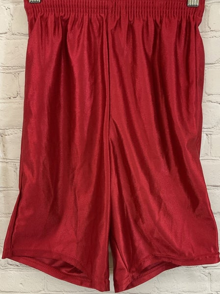Alleson Youth Small Activewear Shorts Elastic Waistband Adjustable Draw Cord Red