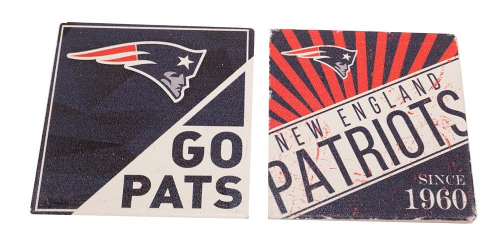 2 PC Lot - New England Patriots Since 1960 - NFL Football Ceramic Coasters