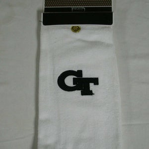 Devant Collegiate Golf Towel (GT Yellow Jackets) White Tri-Fold NEW