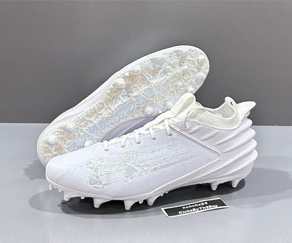 Size 13 Under Armour Blur Smoke 2.0 MC Suede Football Cleats White 3027978-101
