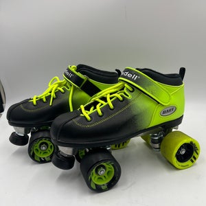 Riedell Carrera Dart Speed Roller Skates Quad Size 7 Neon Black