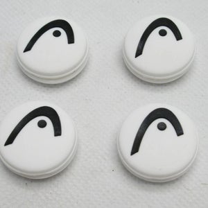 *NEW* FOUR (4X) HEAD "PRO DAMP" (WHITE/BLACK) TENNIS RACQUET VIBRATION DAMPENERS