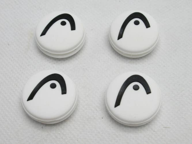 *NEW* FOUR (4X) HEAD "PRO DAMP" (WHITE/BLACK) TENNIS RACQUET VIBRATION DAMPENERS