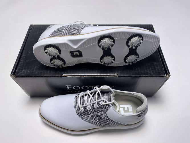 FootJoy FJ Traditions Golf Shoes White Zebra Black Women's SZ 7 (97904)
