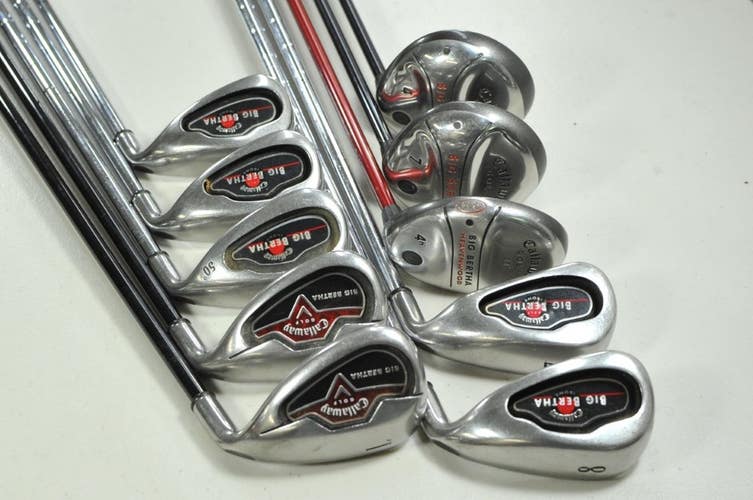 Callaway Big Bertha 2004 4 and 7 Woods, 4H, 7-W,10,SW,LW Iron Set Senior #201379