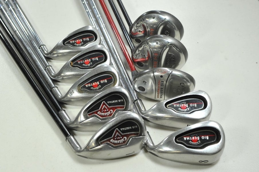 Callaway Big Bertha 2004 4 and 7 Woods, 4H, 7-W,10,SW,LW Iron Set Senior #201379