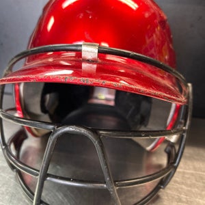 Used Rawlings CFBH Batting Helmet w/Mask Red SM 11868-S000064332