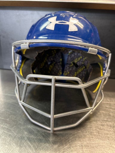 Used Under Armour HELMET W/MASK Batting Helmet w/Mask Royal Blue XS 11868-S000064030