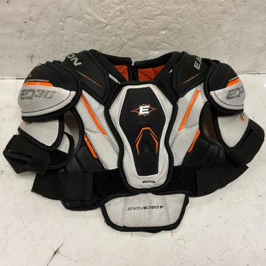Used Easton SYNERGY EQ30 Junior Shoulder Pads Black/Orange/White MD 11855-S000189838