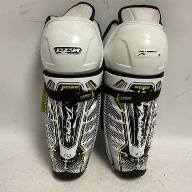 Used CCM TACKS 5092 Junior Shin Guards White/Black/Yellow 13" 11855-S000189828