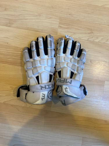 White Maverik MX Lacrosse Gloves 13" (Used)