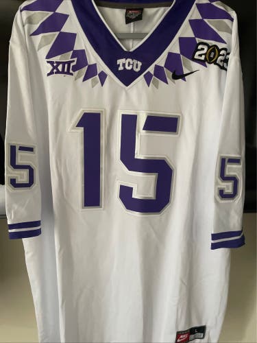 White TCU Texas Christian Horned Frogs Men’s large Max Duggan