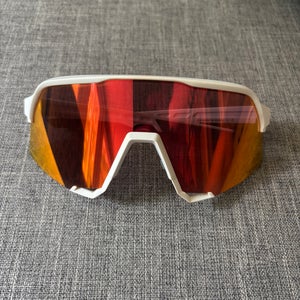 New 100% Sunglasses S3 Soft Tact White - HiPER Red Multilayer Mirror Lens