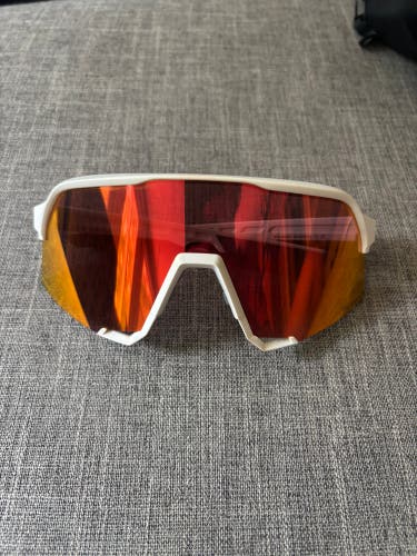 New 100% Sunglasses S3 Soft Tact White - HiPER Red Multilayer Mirror Lens