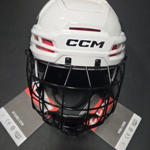 New White Senior Medium CCM Tacks 70 Helmet Combo