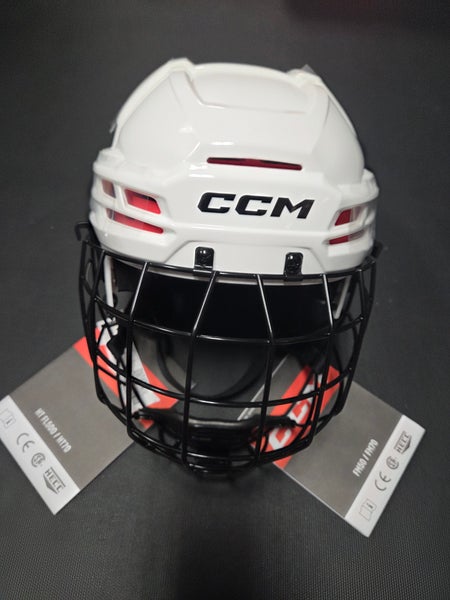 New White Senior Medium CCM Tacks 70 Helmet Combo