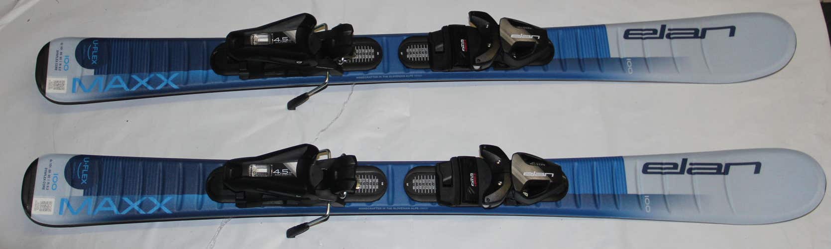 NEW 2026  Elan Maxx Kid's Skis 100cm  blue with EL 4.5 GW adjustable Bindings on skis