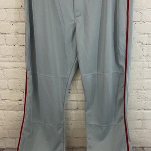 Russell Athletic BS7S06 Men's 100% Polyester Baseball Pants Grey Red Large
