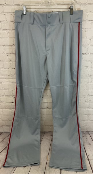 Russell Athletic BS7S06 Men's 100% Polyester Baseball Pants Grey Red Large