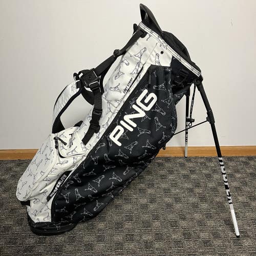 PING Hoofer Lite Golf Stand Bag Mr. PING Print Logo Dual Strap Black/White