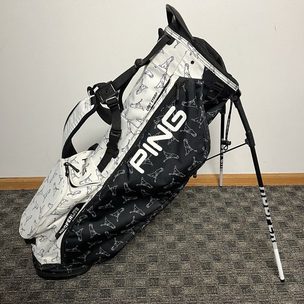 PING Hoofer Lite Golf Stand Bag Mr. PING Print Logo Dual Strap Black/White