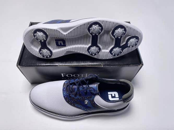 FootJoy FJ Traditions Saddle Camo Golf Shoes White Navy Men's SZ 11 (57945)
