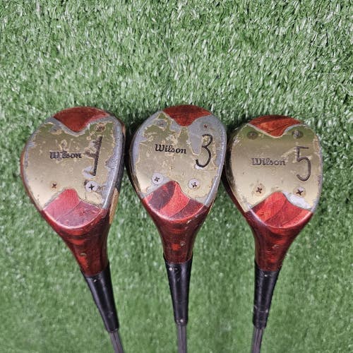 Vintage Wilson SwingLite Persimmon Wood Set 1W 3W 5W RH Stiff Steel