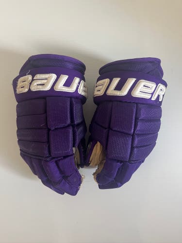 Like New Bauer Pro Series Pro Stock Size 14" Gloves Purple/White
