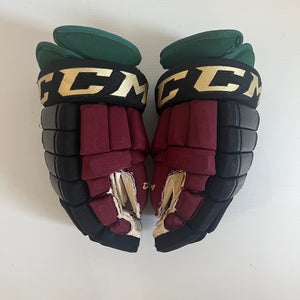 Used Senior CCM HG97 Pro Stock 14" Gloves Black/Maroon/Green/Gold
