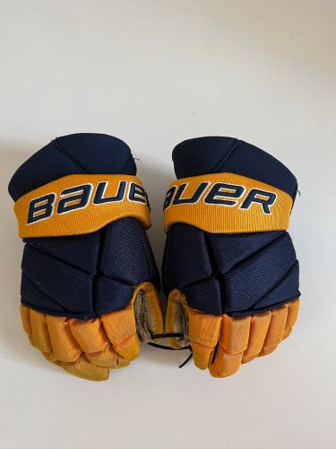 Used Bauer Vapor Pro Team Pro Stock Hockey Gloves Size 13" Navy/Yellow
