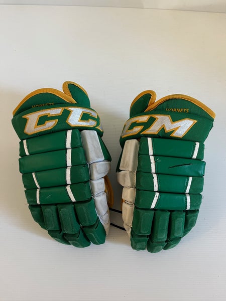Used Senior CCM HG97 Pro Stock Size 14" Gloves Green/White/Gold