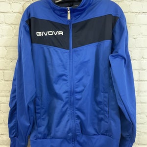 Givova Sheer Adult Activewear 100% Polyester Jacket Royal Blue Black L Large
