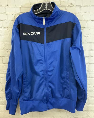 Givova Sheer Adult Activewear 100% Polyester Jacket Royal Blue Black L Large