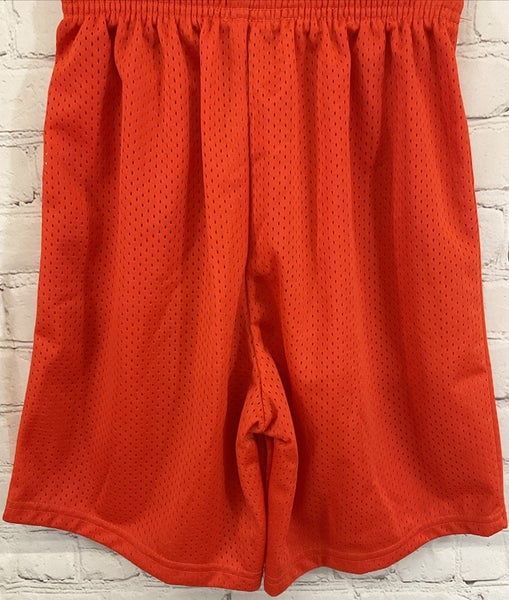 Alleson Athletic Small Youth Basket Ball Jersey Shorts Elastic Waistband Orange