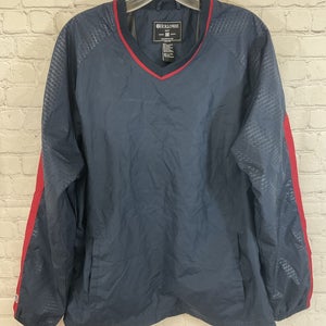Holloway Adult's Long-Sleeve Pullover Windbreaker Navy Blue Red M Medium