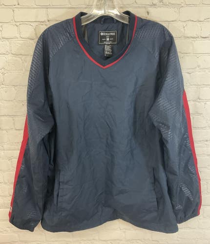 Holloway Adult's Long-Sleeve Pullover Windbreaker Navy Blue Red M Medium
