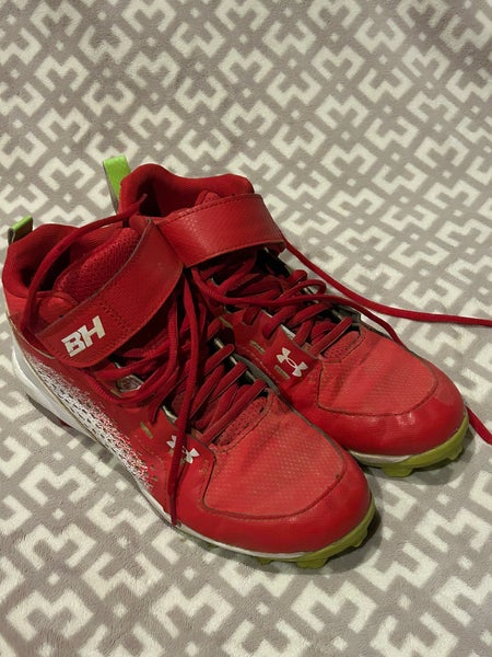 Red Kid's 6Y (Big Kids / Youth) Youth Under Armour Bryce harper High Top Molded Cleats (Used)
