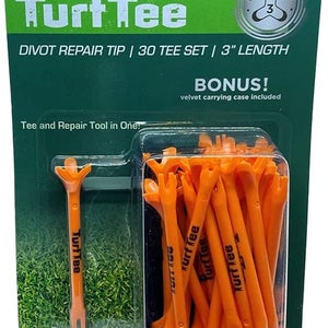 Zero Friction Turf Tees Power 3-Prong (3" Orange, 30pk) Golf Tee / Repair Tool