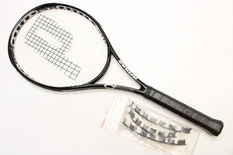 PRINCE SPEEDPORT BLACK TENNIS RACQUET (4 1/4) FORMER REP DEMO + EXTRA INSERTS