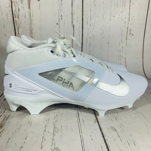 Nike Alpha Menace 4 Pro White-Silver Football Cleats Mens Size 9.5 FD7037-101