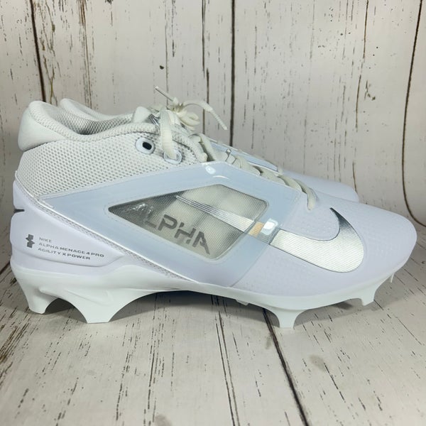 Nike Alpha Menace 4 Pro White-Silver Football Cleats Mens Size 9.5 FD7037-101